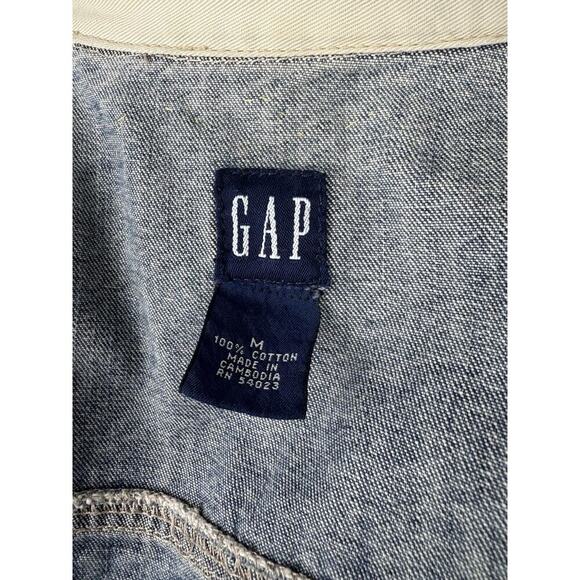 Gap Jacket Womens Size M Blue Ombre Crochet Boho Distressed Upcycled Trucker - Picture 14 of 14